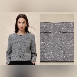NWT Banana Republic Metallic Tweed Crop Jacket